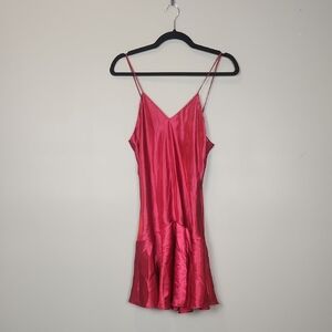 Vintage Gold Label Victoria's Secret Red  Satin Slip‎ Size Small